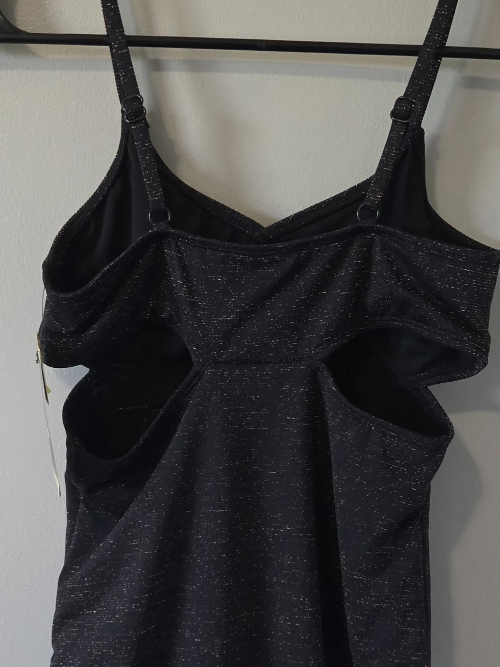 Black Speckled Girls One-Piece Swimsuit with Keyhole Cutout UPF 50+ XL (14)